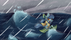 Size: 7680x4320 | Tagged: safe, artist:cutepencilcase, imported from derpibooru, oc, oc only, absurd resolution, rain, solo, umbrella, water, wave