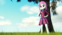 Size: 1920x1080 | Tagged: safe, artist:razethebeast, imported from derpibooru, sunny flare, equestria girls, friendship games, 3d, clothes, cloud, crystal prep academy, crystal prep academy uniform, crystal prep shadowbolts, female, grass field, hand on hip, necktie, school uniform, skirt, sky, solo, source filmmaker, tree