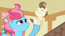 Size: 1280x720 | Tagged: safe, imported from derpibooru, screencap, cup cake, pound cake, pony, baby cakes, baby, baby pony, circle of life, diaper, foal, mother and son