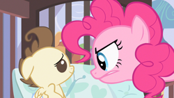 Size: 1280x720 | Tagged: safe, imported from derpibooru, screencap, pinkie pie, pound cake, pony, baby cakes, angry, baby, diaper