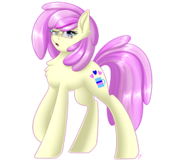 Size: 900x827 | Tagged: safe, artist:whitehershey, imported from derpibooru, oc, oc only, oc:vanilla swirl, earth pony, pony, :o, art trade, blue eyes, chest fluff, cute, cutie mark, ear fluff, female, fluffy, glasses, heart, looking at you, open mouth, raised eyebrow, raised hoof, simple background, skeptical, solo, standing, transparent background, unsure