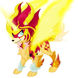 Size: 1024x1024 | Tagged: safe, artist:usagi-zakura, imported from derpibooru, sunset shimmer, alicorn, equestria girls, alicornified, daydream shimmer, my little wolf, race swap, shimmercorn, species swap, sunset phoenix, wolfified