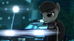 Size: 3840x2160 | Tagged: safe, artist:bastbrushie, artist:vbastv, imported from derpibooru, octavia melody, earth pony, pony, 3d, car, chevrolet, city, clothes, cop car, female, grand theft auto, jacket, lamp, liberty city, police, ponies in video games, poster, solo, source filmmaker