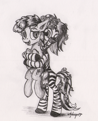 Size: 1024x1269 | Tagged: safe, artist:shikogo, imported from derpibooru, oc, oc only, oc:ivy, oc:mira bliss, bat pony, pony, zebra, cute, fangs, flower, flower in hair, hug, simple background, sketch, traditional art