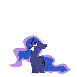 Size: 900x900 | Tagged: safe, artist:input-command, deleted from derpibooru, imported from derpibooru, princess luna, alicorn, pony, blushing, gritted teeth, short legs, simple background, solo, white background