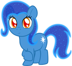 Size: 2066x1912 | Tagged: safe, artist:badumsquish, derpibooru exclusive, imported from derpibooru, oc, oc only, oc:ursalia, hybrid, original species, colored pupils, crack ship offspring, ethereal mane, female, filly, foal, happy, implied bestiality, interspecies offspring, offspring, parent:trixie, parent:ursa minor, parents:urxie, raised leg, red eyes, smiling, solo, starry mane, things breeding that should not breed, transparent mane