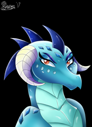 Size: 920x1269 | Tagged: safe, artist:marcushunter, imported from derpibooru, princess ember, dragon, bust, female, portrait, solo