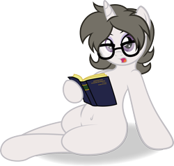 Size: 1592x1522 | Tagged: safe, artist:digiqrow, imported from derpibooru, oc, oc only, oc:solaria, pony, semi-anthro, unicorn, belly button, book, glasses, simple background, solo, transparent background, vector