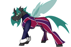 Size: 1200x800 | Tagged: safe, artist:tartsarts, imported from derpibooru, oc, oc only, oc:somnus, changeling, clothes, commission, costume, lazytown, robbie rotten, solo