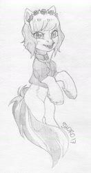 Size: 985x1861 | Tagged: safe, artist:share dast, imported from derpibooru, oc, oc only, pony, :p, clothes, fangs, female, mare, monochrome, pencil drawing, solo, tongue out, traditional art