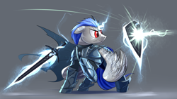 Size: 3840x2160 | Tagged: safe, artist:underpable, imported from derpibooru, oc, oc only, pegasus, pony, armor, commission, shield, solo, sword, weapon