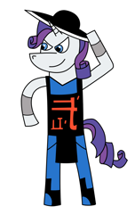 Size: 1122x1851 | Tagged: safe, artist:daemonbombinc, artist:thecrucifieddevil, imported from derpibooru, rarity, clothes, female, hat, kung lao, mortal kombat, solo, standing