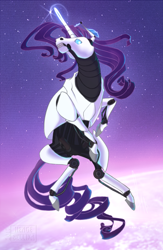 Size: 1300x2000 | Tagged: safe, artist:hengebellika, imported from derpibooru, rarity, horse, robot, female, levitation, magic, raribot, retro, solo, space, telekinesis