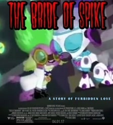 Size: 398x442 | Tagged: safe, edit, edited screencap, imported from derpibooru, screencap, spike, spike the regular dog, dog, robot, eqg summertime shorts, equestria girls, mad twience, blushing, clothes, goggles, image macro, joke, lab coat, meme, movie poster, pun, robot dog