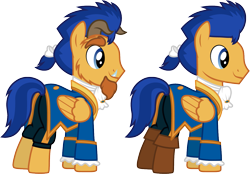 Size: 1291x901 | Tagged: safe, artist:cloudy glow, artist:cloudyglow, imported from derpibooru, flash sentry, pegasus, pony, equestria girls, beauty and the beast, clothes, clothes swap, cosplay, costume, crossover, disney, fangs, horn, implied flashlight, implied shipping, implied straight, male, simple background, smiling, solo, stallion, the beast, transparent background