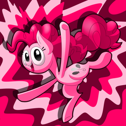 Size: 2743x2743 | Tagged: safe, artist:supercoco142, imported from derpibooru, pinkie pie, pony, abstract background, female, high res, smiling, solo