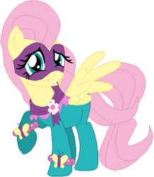 Size: 354x406 | Tagged: safe, artist:ra1nb0wk1tty, imported from derpibooru, fluttershy, saddle rager, pegasus, pony, female, lip bite, mare, power ponies, simple background, solo, spread wings, white background, wings