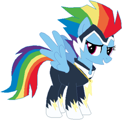 Size: 417x412 | Tagged: safe, artist:ra1nb0wk1tty, imported from derpibooru, rainbow dash, zapp, pegasus, pony, female, mare, power ponies, simple background, smiling, solo, spread wings, white background, wings