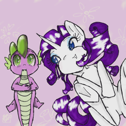 Size: 960x960 | Tagged: safe, artist:dotoli, imported from derpibooru, rarity, spike, dragon, pony, female, male, shipping, sparity, straight