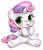 Size: 406x470 | Tagged: safe, artist:catmag, imported from derpibooru, sweetie belle, pony, unicorn, blushing, cute, diasweetes, female, filly, frog (hoof), looking at you, open mouth, simple background, sitting, smiling, solo, underhoof