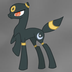 Size: 889x888 | Tagged: safe, artist:sunset-sunrize, imported from derpibooru, pony, umbreon, pokémon, ponified, raised leg, simple background, solo