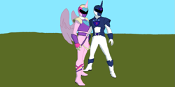 Size: 1367x678 | Tagged: safe, artist:darthcraftus, imported from derpibooru, princess cadance, shining armor, equestria sentai ponyranger, female, male, power rangers, sentaified, shiningcadance, shipping, straight, super sentai