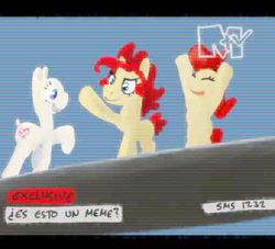 Size: 510x463 | Tagged: safe, artist:anonymous, imported from derpibooru, oc, oc only, oc:aryanne, oc:red pone (8chan), oc:ruby (8chan), /pone/, 8chan, bald, cheering, heil, mtv, sieg heil, spanish