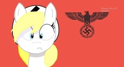 Size: 642x348 | Tagged: safe, artist:anonymous, imported from derpibooru, oc, oc only, oc:aryanne, earth pony, pony, bust, female, flag, nazi, reichsadler, swastika