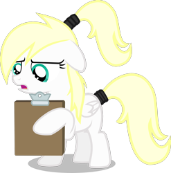 Size: 2000x2026 | Tagged: safe, artist:tuesday, imported from derpibooru, oc, oc only, oc:luftkrieg, pegasus, pony, aryan, aryan pony, blank flank, blonde, clipboard, concerned, female, filly, floppy ears, folded wings, frown, hairband, holding, nazipone, ponytail, reading, show accurate, simple background, standing, transparent background, vector, wings