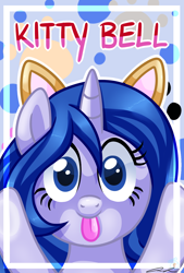 Size: 1024x1512 | Tagged: safe, artist:iheartjapan789, imported from derpibooru, oc, oc only, oc:kitty bell, pony, unicorn, female, mare, solo, tongue out