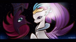 Size: 2048x1147 | Tagged: safe, artist:aquaangel1010, imported from derpibooru, queen novo, tempest shadow, pony, seapony (g4), unicorn, my little pony: the movie, broken horn, comparison, contrast, duo