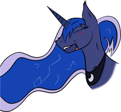 Size: 1024x949 | Tagged: safe, artist:taylorgans, imported from derpibooru, princess luna, alicorn, pony, anatomically incorrect, bust, eyes closed, female, happy, mare, portrait, sidemouth, simple background, smiling, solo, transparent background