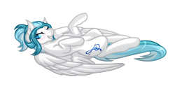 Size: 4910x2423 | Tagged: safe, artist:amazing-artsong, imported from derpibooru, oc, oc only, oc:lesa castle, pegasus, pony, absurd resolution, female, mare, on back, one eye closed, simple background, solo, transparent background, wink