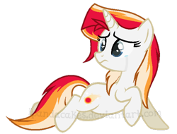 Size: 658x501 | Tagged: safe, artist:ipandacakes, imported from derpibooru, oc, oc only, oc:solar flare, pony, unicorn, crying, female, mare, offspring, parent:fire streak, parent:sunset shimmer, simple background, solo, transparent background