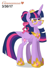 Size: 2048x2732 | Tagged: safe, artist:cinnamon-swirls, imported from derpibooru, twilight sparkle, alicorn, pony, alternate hairstyle, female, glasses, heart, high res, older, simple background, solo, transparent background, twilight sparkle (alicorn)