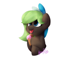 Size: 1500x1200 | Tagged: safe, artist:lyres-art, imported from derpibooru, oc, oc only, oc:bright idea, cute, food, ice cream, licking, solo, tongue out