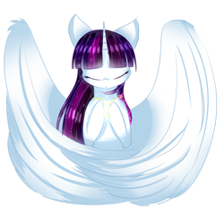 Size: 2623x2436 | Tagged: safe, artist:little-sketches, artist:php146, imported from derpibooru, oc, oc only, oc:twily star, alicorn, pony, alicorn oc, eyes closed, female, high res, horn, jewelry, mare, necklace, simple background, solo, transparent background, wings