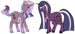 Size: 2286x1050 | Tagged: safe, artist:midnight-drip, imported from derpibooru, oc, oc only, oc:may vineworks, oc:rose tea, pony, unicorn, female, mare, necktie, simple background, transparent background