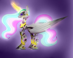 Size: 1024x819 | Tagged: safe, artist:scalestroke315, imported from derpibooru, princess celestia, alicorn, pony, robot, robot pony, crossover, fan made, female, optimus prime, roboticization, solo, technology, transformerfied, transformers