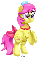 Size: 836x1230 | Tagged: safe, artist:iheartjapan789, imported from derpibooru, oc, oc only, oc:feather glaze, pegasus, pony, female, hat, jewelry, mare, necklace, simple background, smiling, solo, transparent background