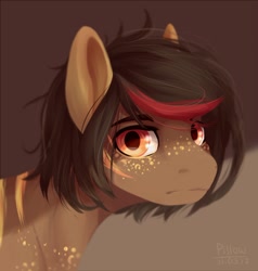 Size: 820x863 | Tagged: safe, artist:graypillow, imported from derpibooru, oc, oc only, freckles, frown, looking at you