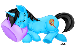 Size: 1280x783 | Tagged: safe, artist:iheartjapan789, imported from derpibooru, oc, oc only, oc:andrea, pony, unicorn, female, mare, pillow, simple background, sleeping, solo, transparent background