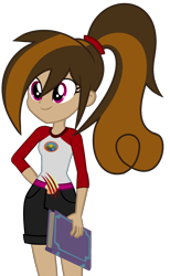 Size: 1392x2253 | Tagged: safe, artist:violight0803, imported from derpibooru, oc, oc only, oc:cupcake slash, equestria girls, legend of everfree, book, camp everfree outfits, clothes, equestria girls-ified, shorts, simple background, solo, transparent background, vector