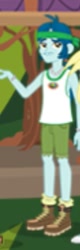 Size: 143x448 | Tagged: safe, imported from derpibooru, screencap, captain planet, equestria girls, legend of everfree, background human, boots, camp everfree outfits, clothes, looking at you, male, shorts, socks, solo