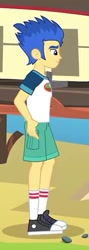 Size: 171x480 | Tagged: safe, imported from derpibooru, screencap, boulder (pet), flash sentry, equestria girls, legend of everfree, boulder (g4), camp everfree outfits, clothes, converse, hand in pocket, hands in pockets, rock, shoes, shorts, smiling, sneakers, socks