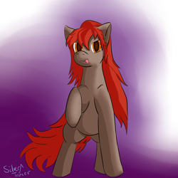 Size: 1280x1280 | Tagged: safe, artist:silver tracer, artist:silver-draws-ponies, imported from derpibooru, oc, oc only, oc:orchid blossom, earth pony, pony, amber eyes, red mane, simple background, solo