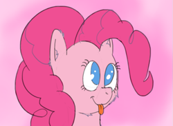 Size: 713x521 | Tagged: safe, artist:nuxersopus, imported from derpibooru, pinkie pie, earth pony, pony, :p, :t, bust, cheek fluff, chin fluff, cross-eyed, cute, diapinkes, ear fluff, female, fluffy, gradient background, mare, pink background, portrait, silly, simple background, smiling, solo, tongue out
