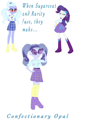 Size: 958x1364 | Tagged: dead source, safe, artist:animeponynintendo, imported from derpibooru, rarity, sugarcoat, equestria girls, boots, bracelet, clothes, dynamite, explosives, four arms, fusion, glasses, high heel boots, high heels, jewelry, multiple arms, simple background, skirt, socks, transparent background