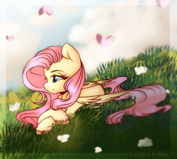 Size: 1000x900 | Tagged: safe, artist:plnetfawn, imported from derpibooru, fluttershy, butterfly, female, meadow, solo, unshorn fetlocks