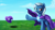 Size: 1024x576 | Tagged: dead source, safe, artist:jeki, imported from derpibooru, trixie, pony, unicorn, brooch, cape, clothes, female, grass field, grin, hat, jewelry, mare, smiling, solo, trixie's brooch, trixie's cape, trixie's hat, underhoof